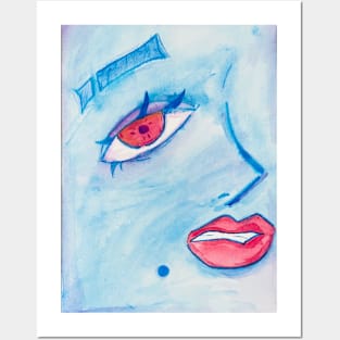 The face, raspberry lipstick watercolor painting Posters and Art